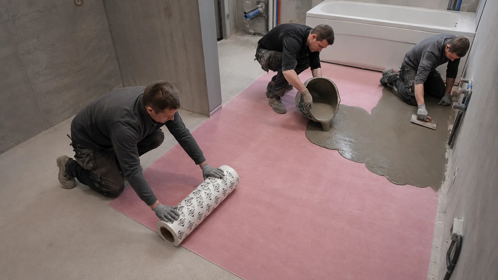 Application de membrane rose CHEKKAFI dans une salle de bain