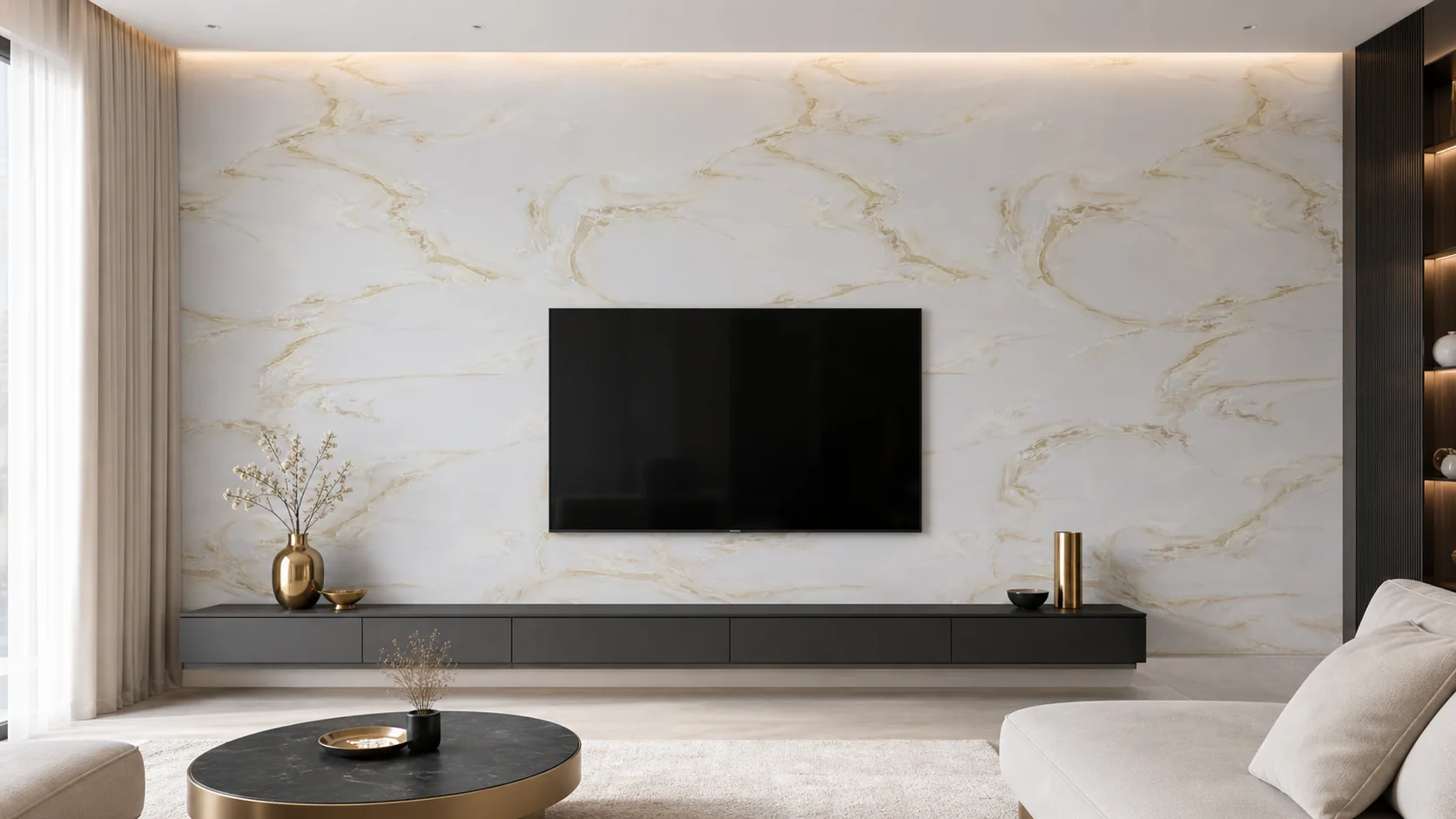 Nouvelle mise en situation du décor Calacatta Lumière