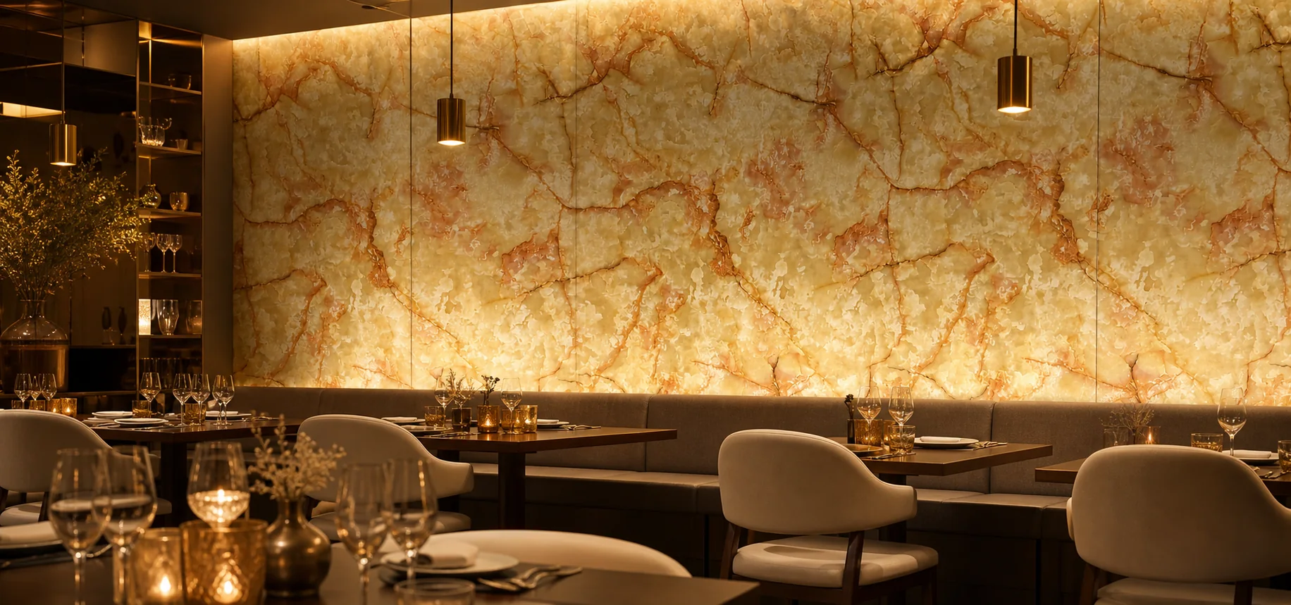 Décor mural Miel d’Atlas dans un restaurant